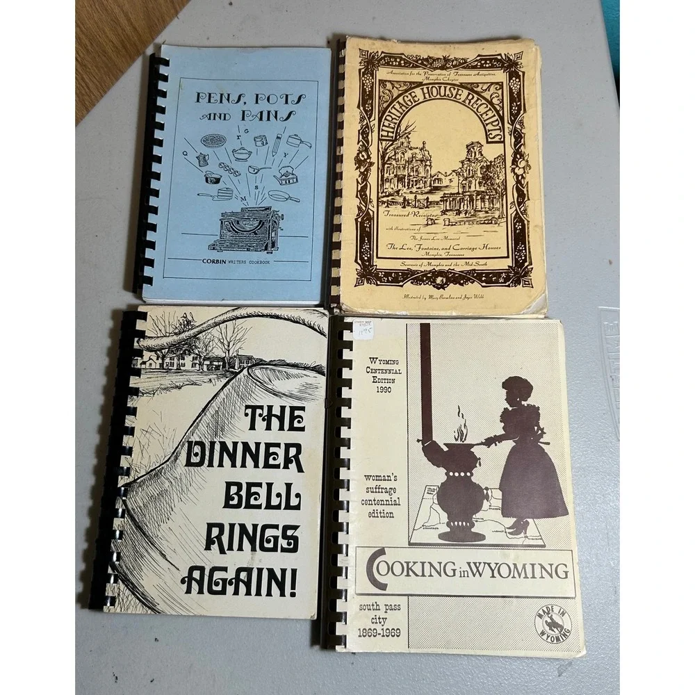 Vintage Community Cookbook Lot 4pc Tennessee Wyoming Heritage House Recipes